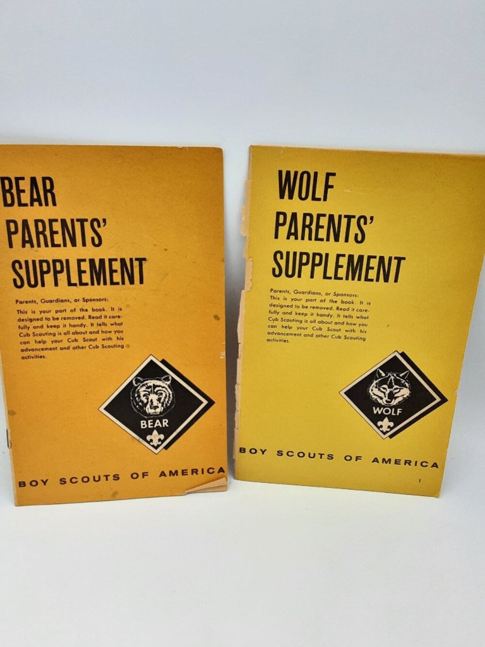 2 Parents’ Supplement Boy Scouts WOLF and BEAR Vintage 1950s Scouting booklets